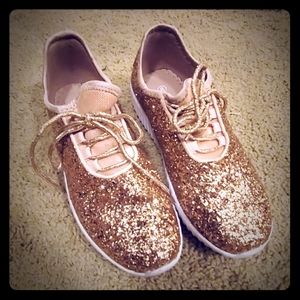 Rose gold glitter sneakers